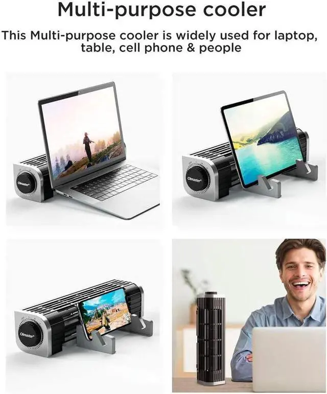 Alt view image 4 of 7 - Laptop Cooler with Adjustable Stand, Laptop Cooling Pad 3-Speed Adjustable, USB Multi Function Laptop Cross-Flow Turbine Cooling Fan for Laptop Pad Tablet Phone