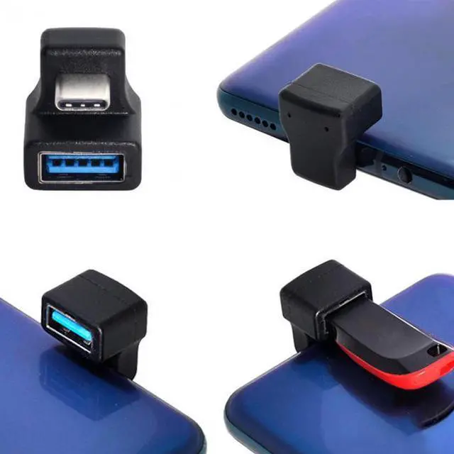 Alt view image 7 of 7 - Aomoproing 180 Degree UpDown Angled Type-C USB-C OTG to USB 3.0 Female Extension Adapter for Cell PhoneTablet