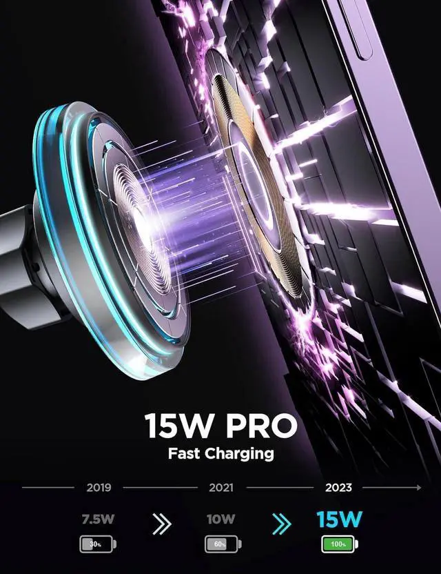 Alt view image 7 of 7 - for MagSafe Car Mount Charger, 2024 Upgraded 15W Fast Charging Magnetic Wireless Car Charger Suitable for [Vent+Dash+Wall], for Magsafe Charger Car Phone Holder Mount for iPhone 15/14/13/12