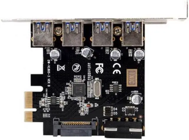 Alt view image 5 of 5 - Aomoproing 4 Ports PCI-E to USB 3.0 HUB PCI Express Expansion Card Adapter 5Gbps for Motherboard