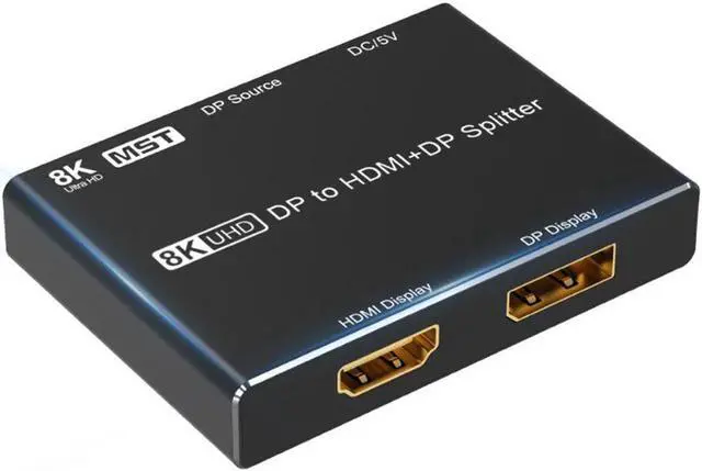 Alt view image 4 of 7 - DisplayPort HDMI Splitter 8K MST SST 1In 2Out Directional DP 1.4 8K@30Hz 4K@120Hz to DisplayPort HDMI 8K 2.1 1440P@165Hz Directional Converter Switch Multi Screen Transfer