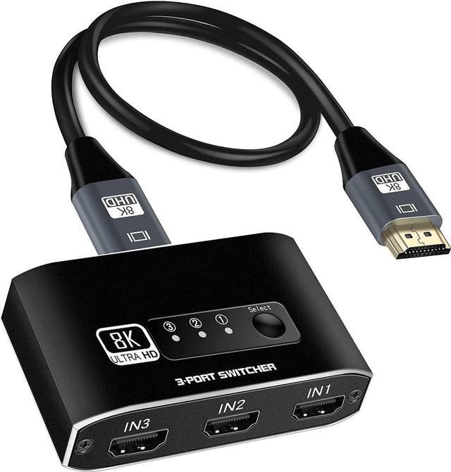 Main image of HDMI 2.1 SwitchAluminum Alloy 8K@60Hz HDMI Switch 3 in 1 Out, 3x1 HDMI Switcher Selector, Supports 4K@120Hz, Ultra HD, 4K HDMI Selector Switcher for Game Consoles, Fire Stick