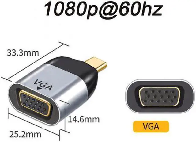 Alt view image 4 of 7 - Aomoproing USB-C Type C to VGA Converter Monitor Adapter 1080p 60hz for TabletPhoneLaptop