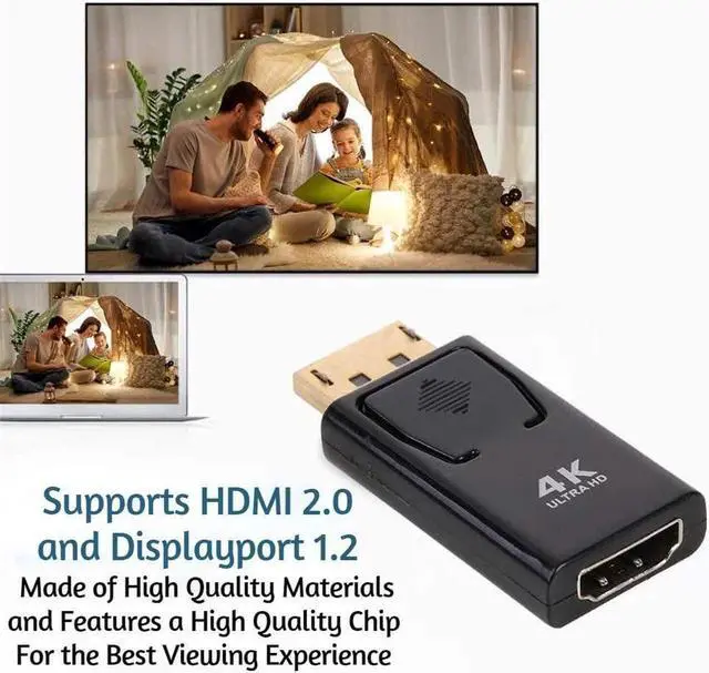 Alt view image 3 of 7 - DP to HDMI Adapter 4K Display Port Male to HDMI Female Converter for HDTV PC Laptop Projector DisplayPort to HDMI New, 1-Pack
