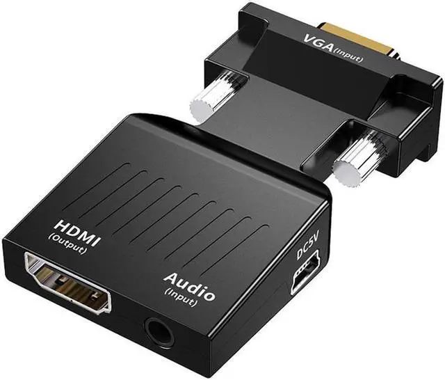 Main image of VGA to HDMI Adapter Converter VGA Male to HDMI Female Adapter with Audio Cables for PC Laptop to HDTV Projector Video Audio Converter