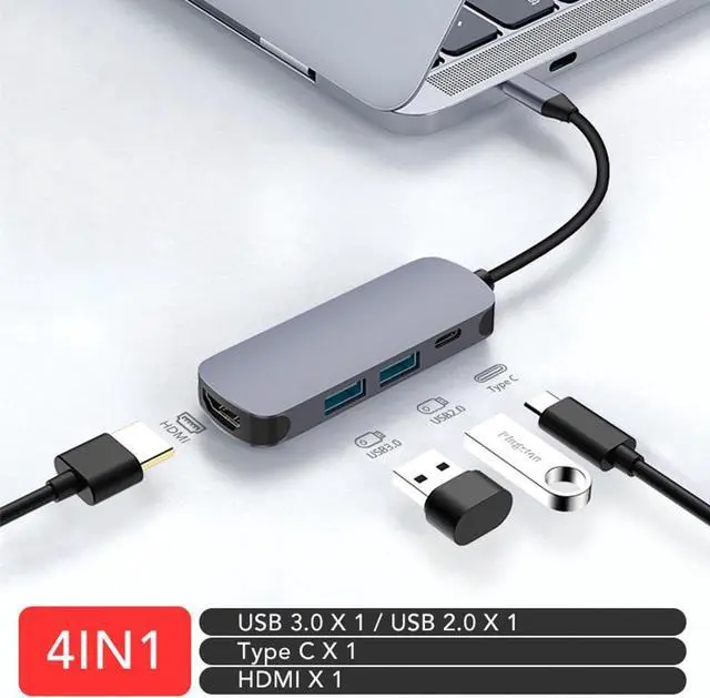 Main image of Type C 4-in-1 USB C Hub Type-C to HDMI USB 3.0 2.0 Multi USB C Docking Station Laptop Switch HDMI for MacBook Pro Air for Notebook Laptop Phone