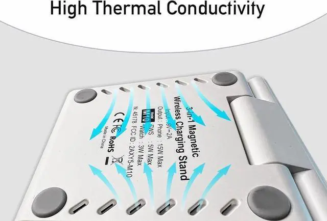 Alt view image 4 of 7 - 3-in-1 Foldable Charging Station for MagSafe, Travel Magnetic Charger Stand for iPhone 15 14 13 12 Pro Max, Fast Wireless Charging Dock for Apple Watch/AirPods(Black)