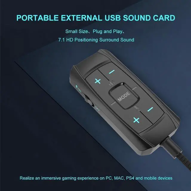 Alt view image 3 of 7 - External USB to 3.5mm AUX Sound Card Adapter with Microphone 7.1 Audio Adapter 3D Antimagnetic Audio Headset Microphone Jack For Laptop PC/PS4/PS5