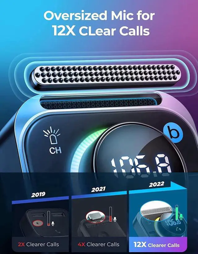 Alt view image 5 of 7 - Bluetooth 5.3 FM/AUX Bluetooth Car Adapter,[Air Vent Installation & Bass Boost] 3 Ports PD & QC 3.0 FM Transmitter for Car, Radio Bluetooth Receiver for Car HD Calling and Enjoy Music