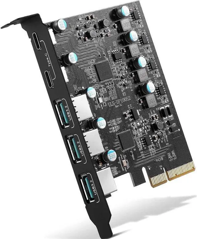 Main image of 10Gbps High-speed USB PCIe Card, 5 Ports USB 3.2 Expansion Card (3 USB 3.2 and 2 USB Type-C Ports) PCIe USB 3.2 Fast Charging Card Expansion Card