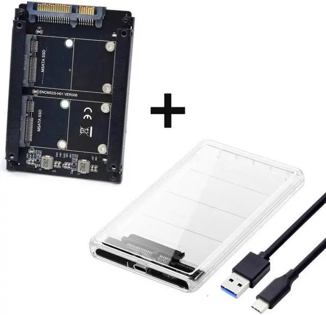 Alt view image 6 of 7 - Aomoproing Dual MSATA Mini-SATA SSD Card JBOD Raid0 Span Bridge to USB3.0 Type-C USB-C 2.5inch SATA Combo Enclosure