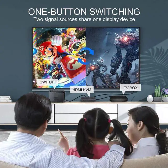 Alt view image 2 of 7 - KVM Switch HDMI 2 Port Box, Share 2 Computers with one Keyboard Mouse and one HD Monitor, Support Wireless Keyboard and Mouse Connections, UHD 4K (3840x2160) Supported