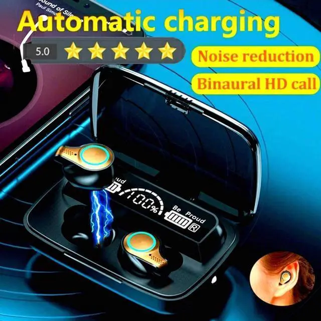 Alt view image 2 of 7 - True Wireless Earbuds, Bluetooth 5.0 Earbuds in-Ear TWS Stereo Headphones with Smart LED Display Charging Case Waterproof Built-in Mic for Sports Work