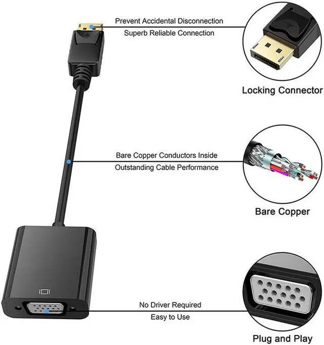 Alt view image 7 of 7 - HDMI to VGA Adapter 1080P HDMI Male To VGA Female Converter Digital to Analog for Laptop HDTV Video Cable HDMI VGA Adapter