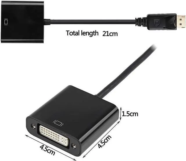 Alt view image 2 of 7 - DisplayPort to DVI Adapter, DP to DVI Adapter (Male to Female) Gold Plated Converter Compatible for Desktop, Laptop, PC
