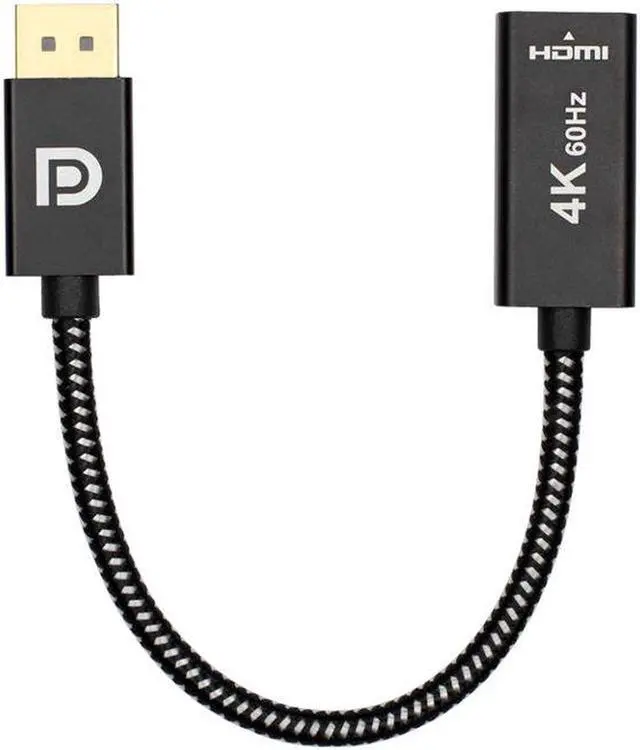 Alt view image 7 of 7 - Displayport to HDMI Adapter 4K@60Hz Gold Plated DP to HDMI 2.0 Video Display Converter for Desktop PC HDMI Connector Adapter 7.87 Male to Female Cable