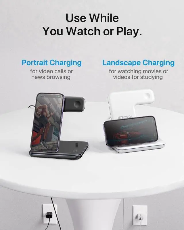 Alt view image 6 of 6 - Intoval Charging Station for Apple iPhone/iWatch/Airpods, 3 in 1 Wireless Charger for iPhone15/14/13(Pro, Pro Max) 12/11/XS/XR, iWatch9/8/Ultra/7/6/SE/5/4/3/2, Airpods Pro2/Pro1/3/2/1(Z5 White)