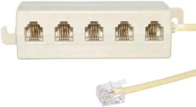 Alt view image 4 of 7 - Aomoproing  5 Way Outlet 6P4C RJ11 RJ12 Telephone Phone Modular Jack Line Splitter Adapter Beige 1-in-5-out