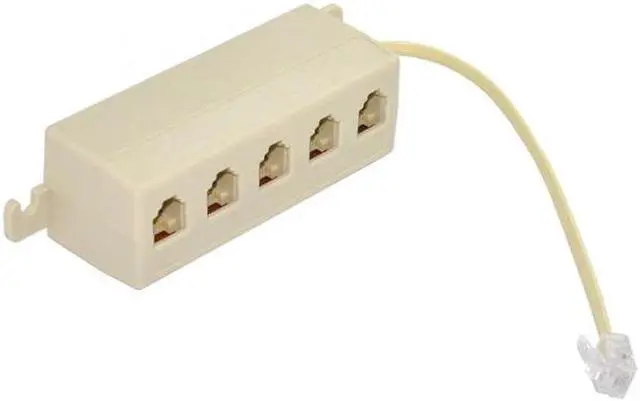 Alt view image 5 of 7 - Aomoproing  5 Way Outlet 6P4C RJ11 RJ12 Telephone Phone Modular Jack Line Splitter Adapter Beige 1-in-5-out