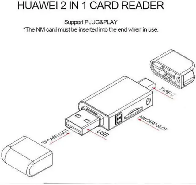 Alt view image 5 of 7 - Aomoproing USB-C Type C / USB 2.0 to NM Nano Memory CardTF Micro SD Card Reader for Huawei Cell PhoneLaptop