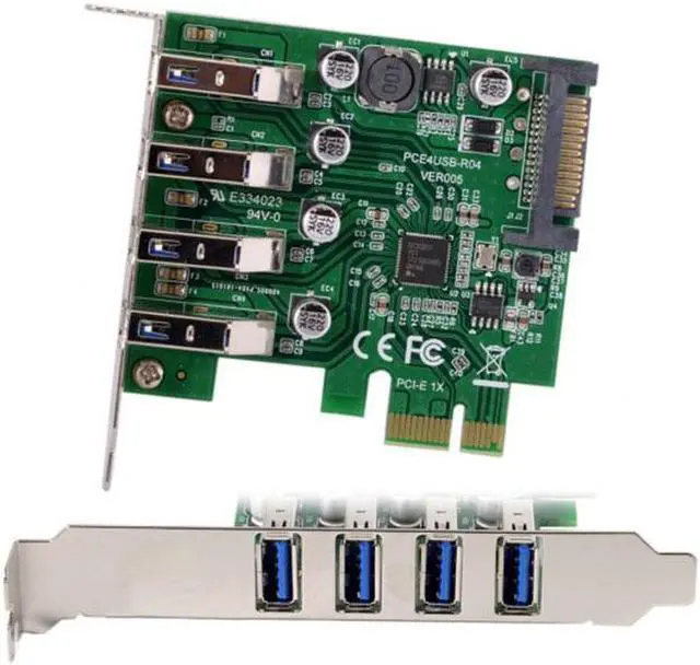 Alt view image 7 of 7 - Aomoproing  Low Profile 4 Ports PCI-E to USB 3.0 HUB PCI Express Expansion Card Adapter 5Gbps for Motherboard