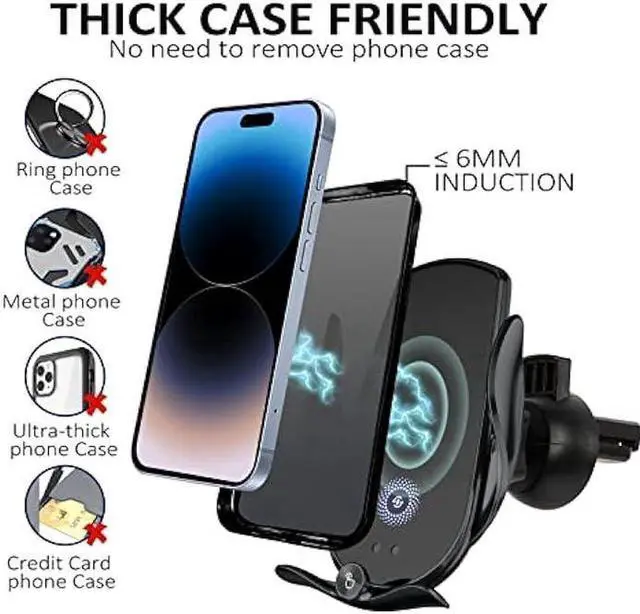 Alt view image 3 of 6 - Wireless Car Charger,15W Fast Charging, Phone Holder Mount, Auto Clamping, Phone Mount Phone Holder for iPhone 14 13 12 11, Samsung Galaxy S23+ S22, etc