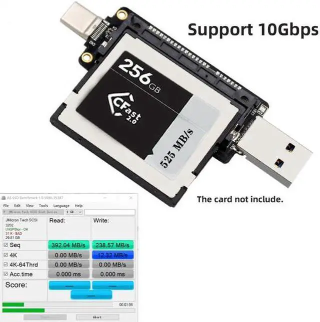 Alt view image 4 of 7 - Aomoproing  USB-C USB3.0 Type-C to CFast 2.0 Card Adapter PCBA CFast Card Reader for Desktop Laptop