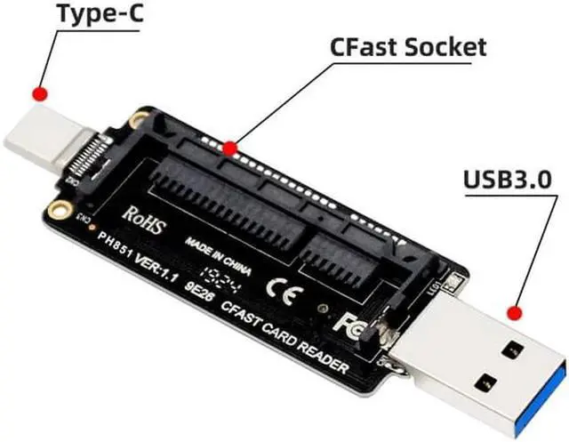 Alt view image 2 of 7 - Aomoproing  USB-C USB3.0 Type-C to CFast 2.0 Card Adapter PCBA CFast Card Reader for Desktop Laptop