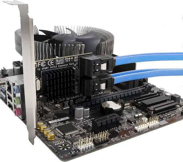 Alt view image 4 of 7 - SATA Card, 4 Port SATA 3.0 Controller Expansion Card with 4 SATA Cable, 6Gbps PCIe SATA Card with Low Profile Bracket, Non-Raid, Boot as System Disk, Support 4 SATA 3.0 Devices