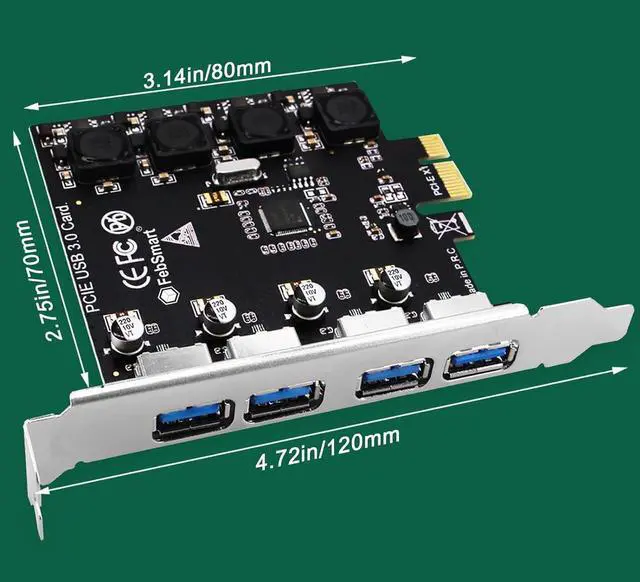 Alt view image 5 of 7 - 4 Ports Superspeed 5Gbps USB 3.0 PCI Express Expansion Card for Windows 11, 10, 8.x, 7, Vista, XP Desktop PCs, Built in Self-Powered Technology, No Need Additional Power Supply