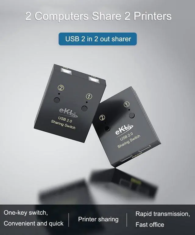 Alt view image 6 of 7 - 2 Ports USB 2.0 Switch Hub 2 in 2 out for Manual Sharing Keyboard Mouse Printer and U-disk Desktop PC Computer