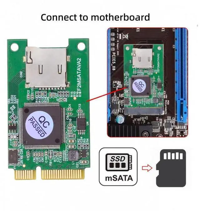Alt view image 2 of 7 - Aomoproing MSATA to Micro SD T-Flash TF Card Rearder Adapter Embedded for Industrial Mobile SSD