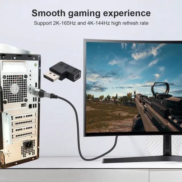 Alt view image 4 of 7 - Aomoproing 4pcs/set Left Angled Mini DisplayPort 1.4 8K 60hz to DP Adapter Male Female Ultra-HD UHD for Video PC Laptop