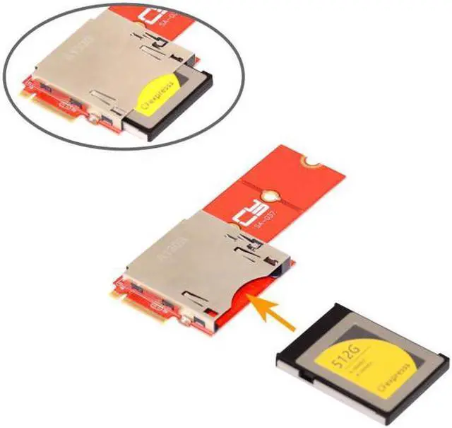 Alt view image 4 of 7 - Aomoproing NGFF M.2 NVMe Mainboard to CF Express Extension Adapter M2 M-key for CFE Type-B Support R5 Z6 Z7 Memory Card