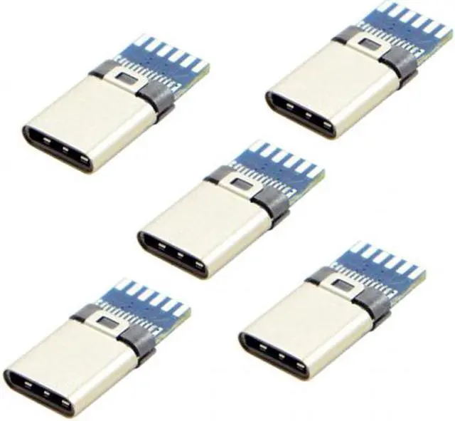 Alt view image 7 of 7 - Aomoproing  UC-050-WH-5PCS 5set DIY 24pin USB 3.1 Type C USB-C Male Plug Connector SMT type with 3.5mm SR and Housing Cover