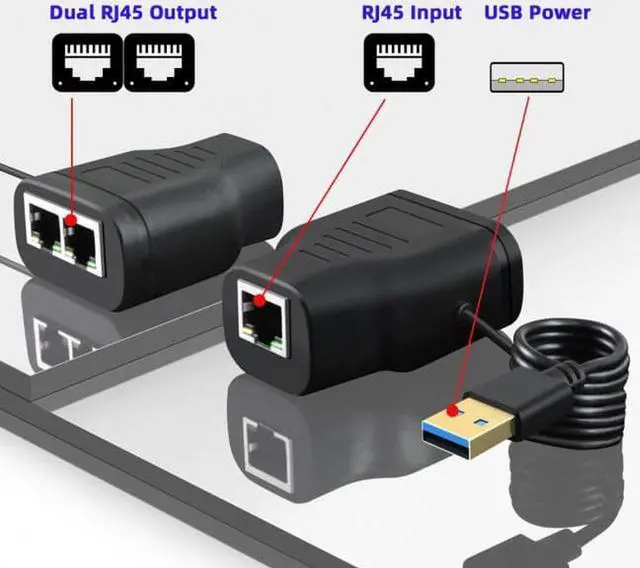 Alt view image 2 of 7 - Aomoproing 100Mbps STP UTP RJ45 8P8C Plug To Dual RJ45 HUB Splitter Network Ethernet Switcher Adapter