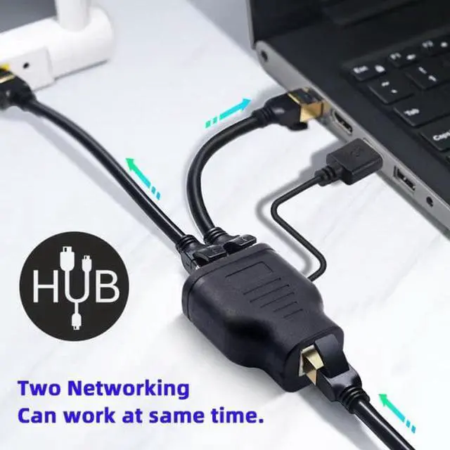 Alt view image 6 of 7 - Aomoproing 100Mbps STP UTP RJ45 8P8C Plug To Dual RJ45 HUB Splitter Network Ethernet Switcher Adapter