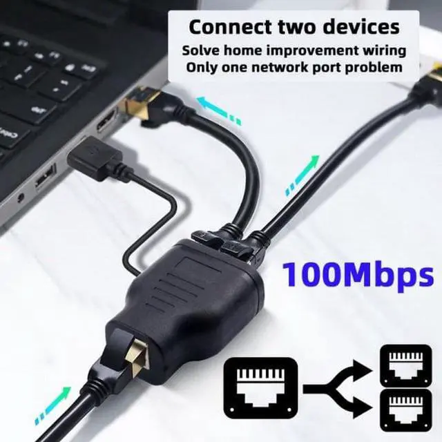 Alt view image 5 of 7 - Aomoproing 100Mbps STP UTP RJ45 8P8C Plug To Dual RJ45 HUB Splitter Network Ethernet Switcher Adapter
