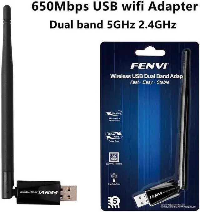 Alt view image 5 of 7 - AC650 USB WiFi Adapter for PC 802.11ac Wireless Network Adapter for Desktop with 2.4GHz, 5GHz High Gain Dual Band 5dBi Antenna Supports Windows 7 8 10