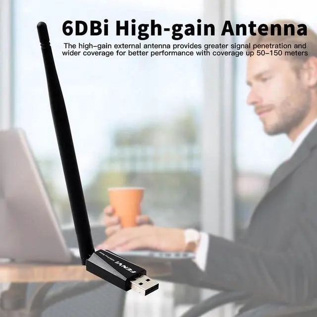 Alt view image 6 of 7 - AC650 USB WiFi Adapter for PC 802.11ac Wireless Network Adapter for Desktop with 2.4GHz, 5GHz High Gain Dual Band 5dBi Antenna Supports Windows 7 8 10