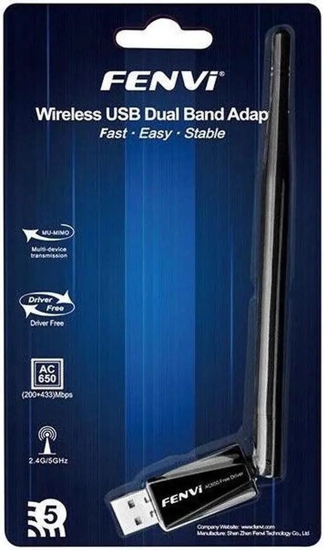 Alt view image 4 of 7 - AC650 USB WiFi Adapter for PC 802.11ac Wireless Network Adapter for Desktop with 2.4GHz, 5GHz High Gain Dual Band 5dBi Antenna Supports Windows 7 8 10
