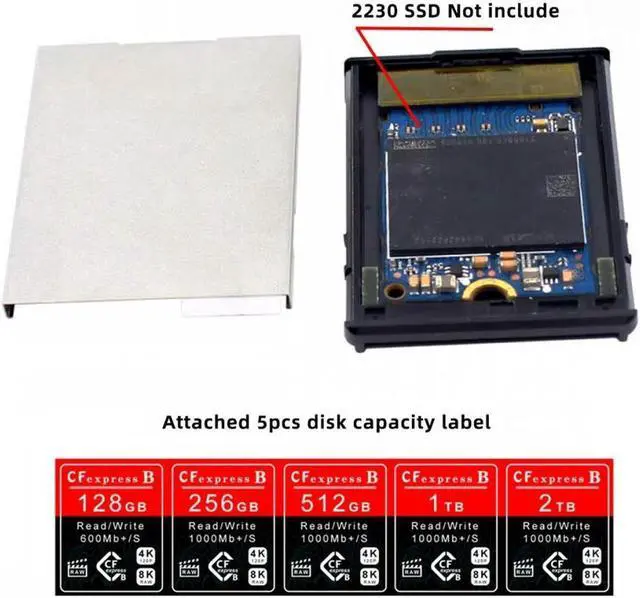 Alt view image 2 of 7 - Aomoproing CFexpress Type-B to NVME 2230 Memory Card Kit Case CFE CFB NGFF M-key Adapter Compatible with XS Camera 8K RAW PCIe Expansion