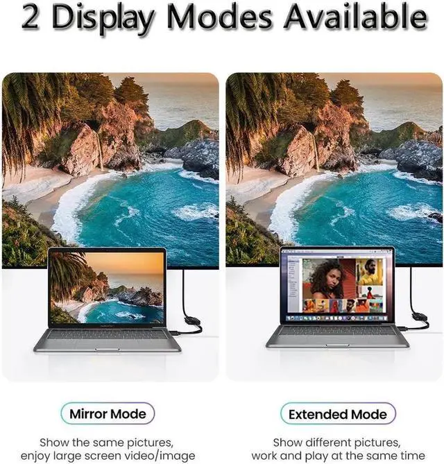 Alt view image 3 of 7 - USB C USB3.1 to HDMI 8K 2.1 Cable 3.3FT 7680x4320 8K@60Hz 4K@120Hz UHD HDR High Speed 48Gbps Thunderbolt 3 Compatible for HDTVs Projectors and Monitors 3.3 ft.