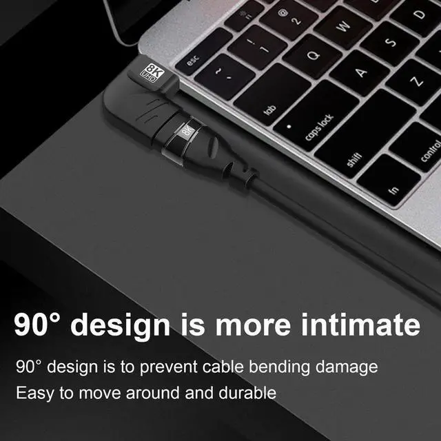 Alt view image 2 of 7 - 8K HDMI2.1 Adapter Male to Female,2 Pack Flat 90 Degree and 270 Degree Upward Angle Converter, HDMI Right Angle Extender Support 8K@60Hz / 3D&4K HDMI Extender