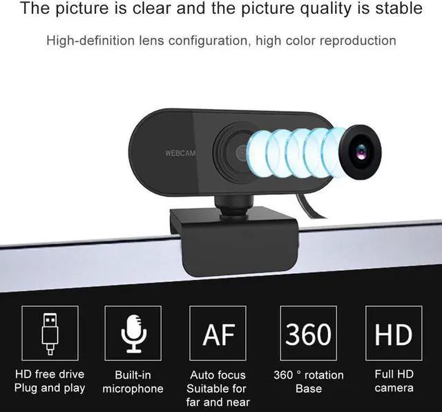Alt view image 2 of 7 - Full HD 1080P Webcam USB Mini Computer Camera Built-in Microphone, Flexible Rotatable , for Laptops, Desktop Webcam Camera