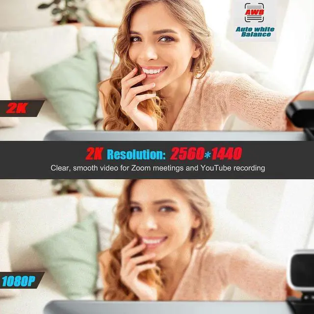 Alt view image 6 of 7 - USB Computer Laptop Webcam 2K 2560x1440P Web Camera Video PC Camera Live Online Teaching USB Webcam for streaming Web Camera with Microphone