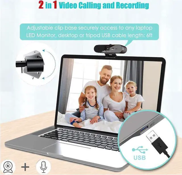 Alt view image 5 of 7 - USB Computer Laptop Webcam 2K 2560x1440P Web Camera Video PC Camera Live Online Teaching USB Webcam for streaming Web Camera with Microphone