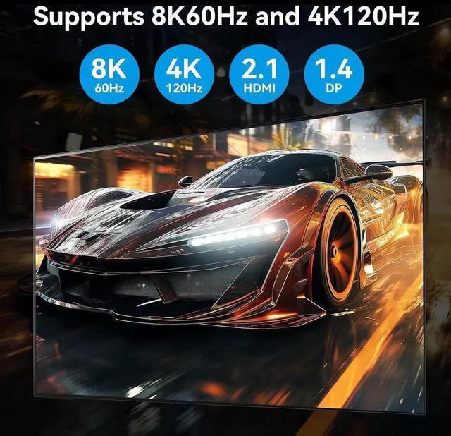 Alt view image 6 of 7 - 8K@60Hz HDMI+2 Displayport KVM Switch 3 Monitors 2 Computers 4K@120Hz USB 3.0 2 DP + HDMI KVM Swtiches Triple Monitor for 2 PC Share 1 Set of Keyboard Mouse Printer Hard Disk Etc Support Extended Mode