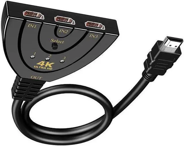 Main image of HDMI Switch, 4K HDMI Splitter 3 in 1 Out,3 Port HDMI Switch 3x1 Switch Splitter with Pigtail Cable Supports Full HD 4K 1080P 3D Player