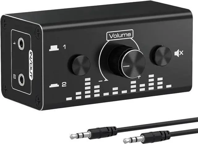 Main image of 3.5mm Jack Audio Switch, 2 In 1 Out / 1 In 2 Out Audio Switcher Audio Selector with 3.5mm Audio Cable and Volume Control for PC Phone Laptop Headphone